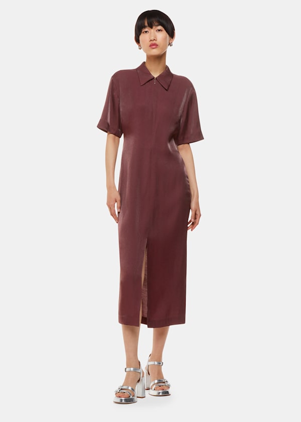 Aubergine Delila Metallic Midi Dress